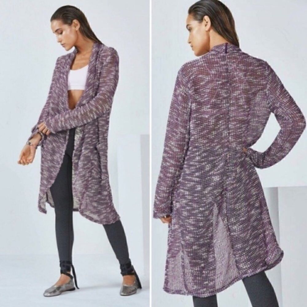 ‎Fabletics purple & white Moscow wrap cardigan S
